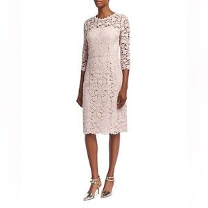 Escada size 34 blush pink ¾ sleeve crochet midi dress